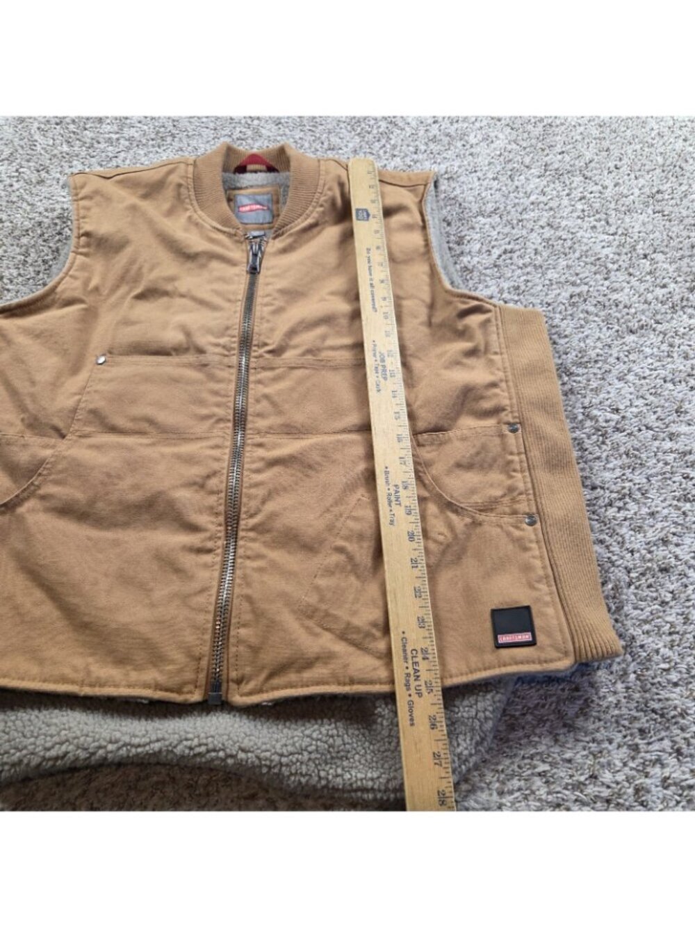 Craftsman Canvas Full Zip Mens XL Tan/Brown Fleece Lined Vest Workwear Read* - Picture 4 of 5